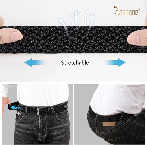 JASGOOD Men Elastic Braided Woven Belt Casual Canvas Woven Stretch Golf Belt for Men Women Jeans Suits Pants in Kuwait