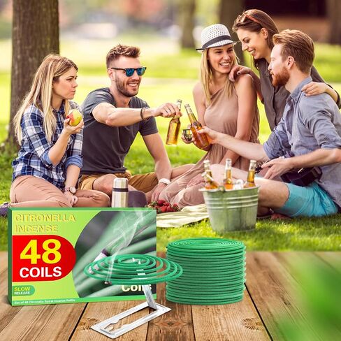 Citronella Incense Coils, 48 Pack with 2 Coil Holders, Natural Ingredients Essential Oils, for Indoor Backyard Travel Camping Terrace use in Saudi Arabia