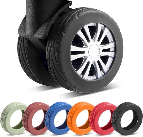 8 Pcs Upgrade Luggage Wheel Covers, Carry On Luggage Suitcases,Wear-Resistant, Anti-Noise, Silicone Wheel Protective Covers for 2-2.4" Spinner Wheel,Essential Travel Accessories (Black) in Kuwait