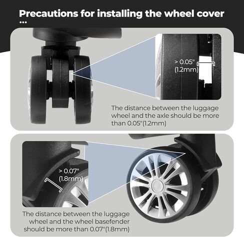 8 Pcs Upgrade Luggage Wheel Covers, Carry On Luggage Suitcases,Wear-Resistant, Anti-Noise, Silicone Wheel Protective Covers for 2-2.4" Spinner Wheel,Essential Travel Accessories (Black) in Kuwait