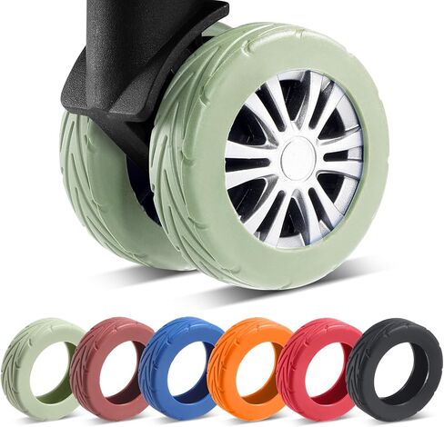 8 Pcs Upgrade Luggage Wheel Covers, Carry On Luggage Suitcases,Wear-Resistant, Anti-Noise, Silicone Wheel Protective Covers for 2-2.4" Spinner Wheel,Essential Travel Accessories (Black) in Kuwait