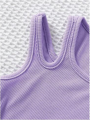 OYOANGLE Toddler Girl's 4 Pack Ribbed Knit Crop Tank Tops Set One Shoulder Summer Camisole in Saudi Arabia