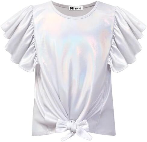 MIRAWISE GIRLS TROPS TOPS MENTALLIC TOPS THERT TSHIRT Shulk Short Size Size 6-14 in Kuwait