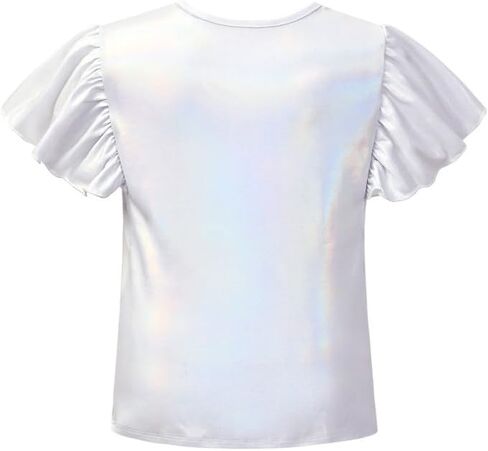 MIRAWISE GIRLS TROPS TOPS MENTALLIC TOPS THERT TSHIRT Shulk Short Size Size 6-14 in Kuwait