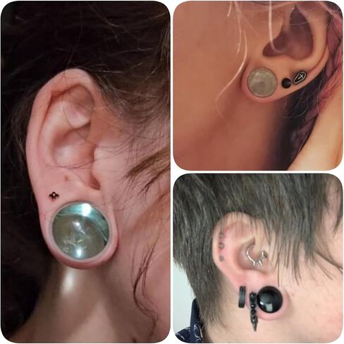 DOEARKO 16 PCS Glass Ear Gauges Stretching Kit Plugs Comfy Stretching Fashion Body Piercing gauges stretching kit 14G-00G in Saudi Arabia