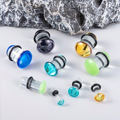 DOEARKO 12 PCS Glass Glass أذن مقاييس تمدد المقابس المريحة مقاييس جسم الأزياء in Kuwait