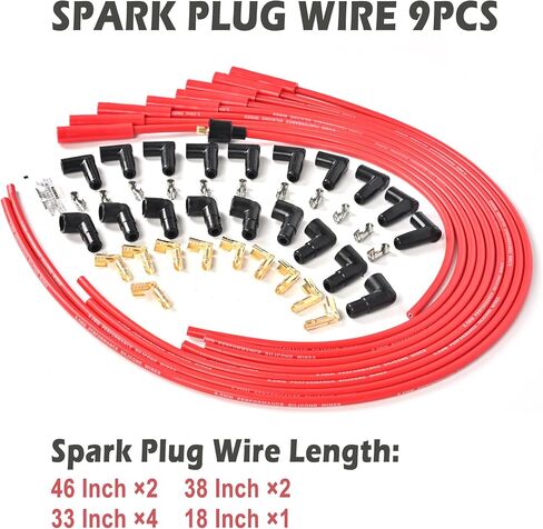 Universal Spark Plug Wire Set 8.5mm Spark Plug Wires with Red HEI 90 Degree Boot Replace Accel 4041 in Saudi Arabia