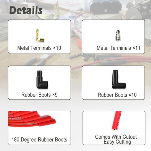 Universal Spark Plug Wire Set 8.5mm Spark Plug Wires with Red HEI 90 Degree Boot Replace Accel 4041 in Saudi Arabia