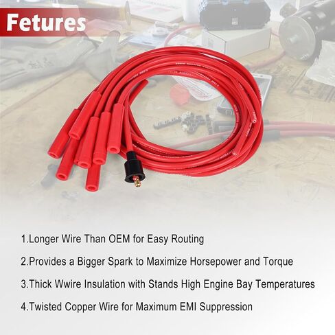 Universal Spark Plug Wire Set 8.5mm Spark Plug Wires with Red HEI 90 Degree Boot Replace Accel 4041 in Saudi Arabia