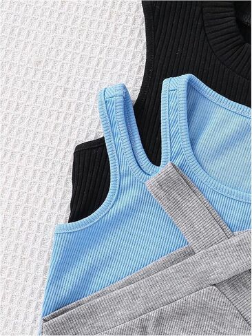 OYOANGLE Toddler Girl's 4 Pack Ribbed Knit Crop Tank Tops Set One Shoulder Summer Camisole in Saudi Arabia