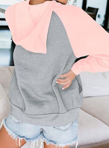 Ezbelle Women's Color Block Zip Up Hoodie Sweatshirt Casual Long Sleeve Jacket Sweater with Pockets in Saudi Arabia