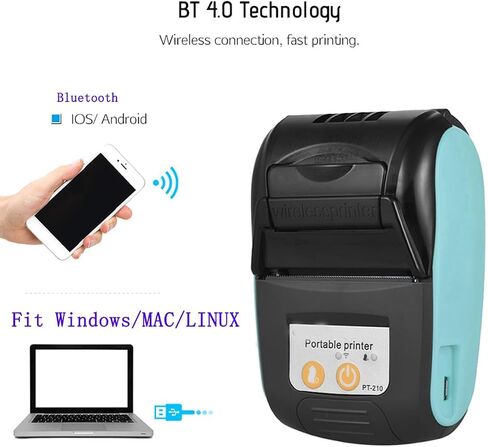 طابعة استلام Bluetooth الحرارية 58 ملم ، طابعة POCK POCK POCK POCK MINI المحمولة Android للأعمال التجارية الصغيرة ، المتوافقة مع Windows/Linux/Android ، لا يمكنها دعم iOS/iPad/Mac (اللون البرتقالي) in Kuwait