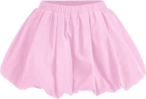 Verdusa Girl's Y2K Bubble Skirt Cute Clothes Balloon Elastic Waist Ruffled Cute Mini Skirts Skort in Kuwait