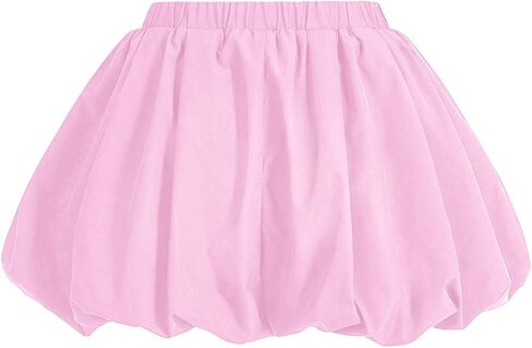 Verdusa Girl's Y2K Bubble Skirt Cute Clothes Balloon Elastic Waist Ruffled Cute Mini Skirts Skort in Kuwait