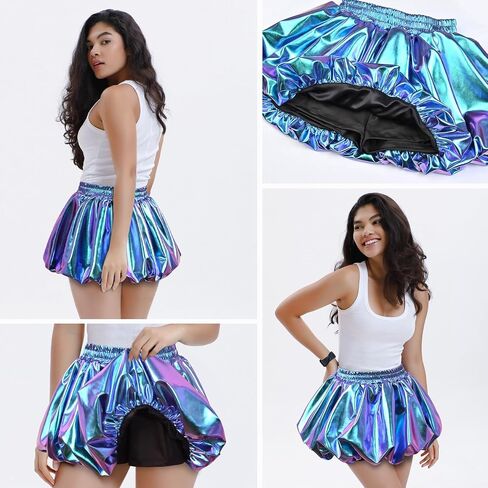 Perfashion Girls Bubble Skirt Metallic Puff Balloon Cute Mini Skorts Dance Outfits with Shorts 4-13Y in Saudi Arabia