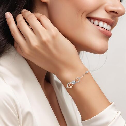 LOUISA SECRET Rose Gold Infinity Heart Bracelet for Women, Adjustable Chain 925 Sterling Silver Link Birthstone Bracelets, Best Anniversary Birthday Jewelry Gifts for Women Mom Wife Her in Saudi Arabia