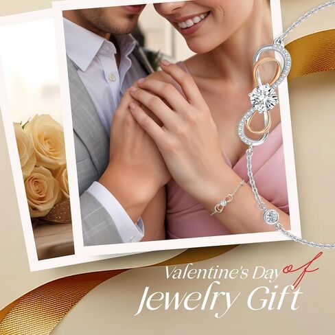 LOUISA SECRET Rose Gold Infinity Heart Bracelet for Women, Adjustable Chain 925 Sterling Silver Link Birthstone Bracelets, Best Anniversary Birthday Jewelry Gifts for Women Mom Wife Her in Saudi Arabia