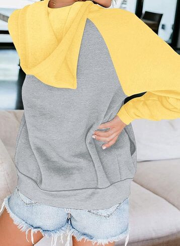 Ezbelle Women's Color Block Zip Up Hoodie Sweatshirt Casual Long Sleeve Jacket Sweater with Pockets in Saudi Arabia