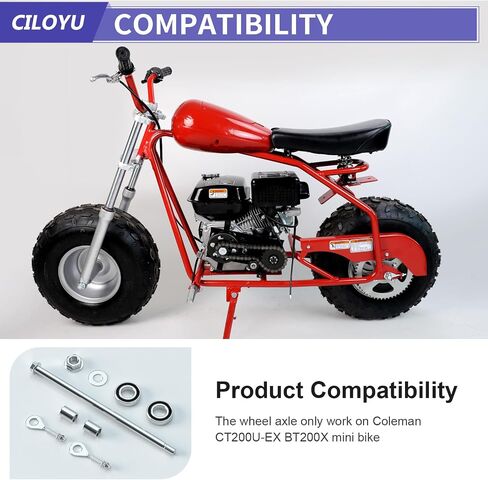 14mm 290mm Mini Bike Rear Wheel Axle Nut Kit with 6202RS Rear Bearing Compatible with Coleman CT200U-EX BT200X 196CC 200CC 6.5HP Mini Bike Powersports Accessories Parts 15mm Chain Adjuster in Saudi Arabia