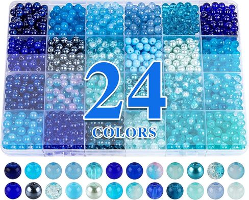 Xseino حوالي 1200pcs 6 مم حبات زجاجية صنع مجموعة ، 144 ملونة ، حبات زجاجية مستديرة ملونة لصناعة السوار ومجوهرات وحرف ديي ، أساور الصداقة in Kuwait
