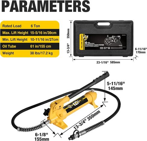 جاكيت صفراء 4 طن من طاقة Porta طقم هيدروليكي رام جاك سولر سولر أداة إصلاح إطار جسم الجسد مع قضية تخزين القالب ضربة لإصلاح السيارة ، شاحنة ، مزرعة in Kuwait