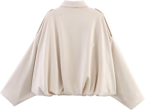 Xunger Women's Faux Suede Bomber Jacket Spring Lapel Pilot Coat Casual Oversized Long Sleeves Trendy Streetwear Outerwear in Kuwait