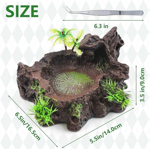 kathson Resin Reptile Bowl Bearded Dragon Food Dish Lizard Water Dish Reptiles Feeding Bowls with Feeder Tweezer for Leopard Gecko Tortoise Chameleon Water Frog Hermit Crab in Kuwait