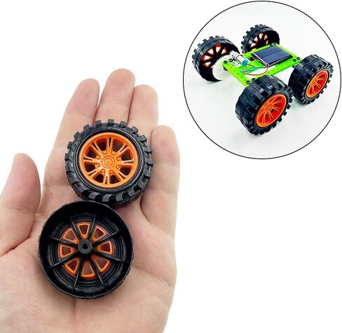 10PCS 38mm Toy Car Wheels 2mm Dia Shaft Plastic Car Wheels with 5PCS Shaft Round Rod Axles for RC Car Truck Robot DIY Model Toy Building Accessories (2x18x38mm) in Kuwait