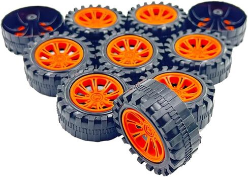 10PCS 38mm Toy Car Wheels 2mm Dia Shaft Plastic Car Wheels with 5PCS Shaft Round Rod Axles for RC Car Truck Robot DIY Model Toy Building Accessories (2x18x38mm) in Kuwait