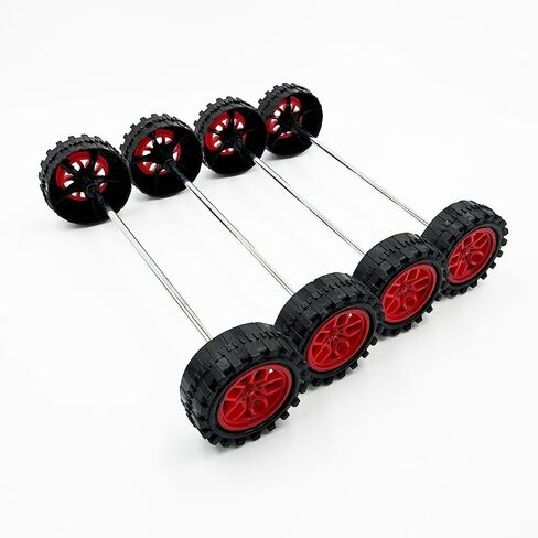 10PCS 38mm Toy Car Wheels 2mm Dia Shaft Plastic Car Wheels with 5PCS Shaft Round Rod Axles for RC Car Truck Robot DIY Model Toy Building Accessories (2x18x38mm) in Kuwait