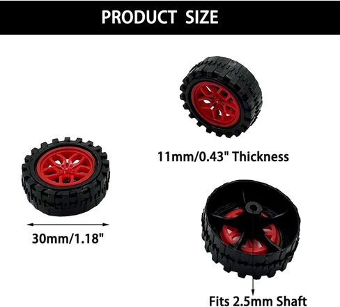 10PCS 38mm Toy Car Wheels 2mm Dia Shaft Plastic Car Wheels with 5PCS Shaft Round Rod Axles for RC Car Truck Robot DIY Model Toy Building Accessories (2x18x38mm) in Kuwait