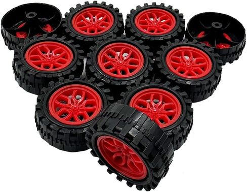 10PCS 38mm Toy Car Wheels 2mm Dia Shaft Plastic Car Wheels with 5PCS Shaft Round Rod Axles for RC Car Truck Robot DIY Model Toy Building Accessories (2x18x38mm) in Kuwait