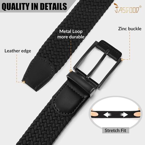 JASGOOD Stretchy Braided Belt for Men Elastic Woven Belt for Jeans Pants 1 3/8" Casual Men Women Golf Belt, Gift Box in Saudi Arabia