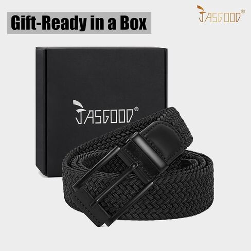 JASGOOD Stretchy Braided Belt for Men Elastic Woven Belt for Jeans Pants 1 3/8" Casual Men Women Golf Belt, Gift Box in Saudi Arabia