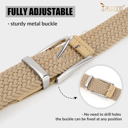 حزام Jasgood Stepridey مضفر للرجال حزام منسوج مرن لسروال الجينز 1 3/8 "الرجال غير الرسميين حزام الجولف ، صندوق هدايا in Kuwait