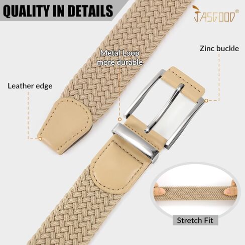 حزام Jasgood Stepridey مضفر للرجال حزام منسوج مرن لسروال الجينز 1 3/8 "الرجال غير الرسميين حزام الجولف ، صندوق هدايا in Kuwait