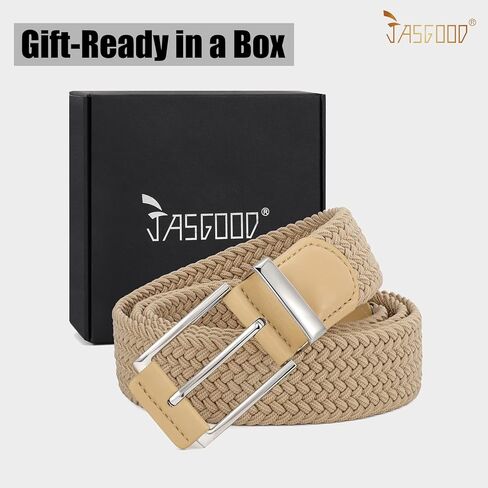 حزام Jasgood Stepridey مضفر للرجال حزام منسوج مرن لسروال الجينز 1 3/8 "الرجال غير الرسميين حزام الجولف ، صندوق هدايا in Kuwait