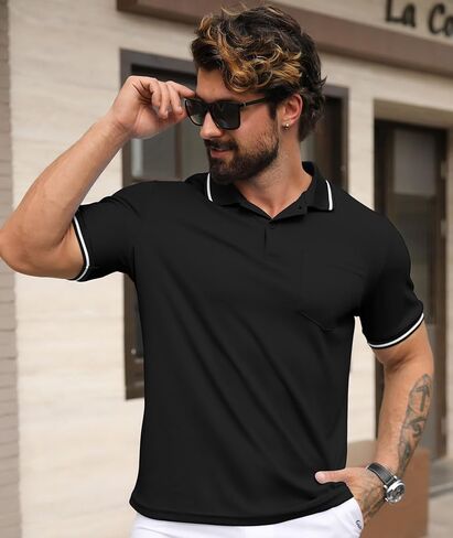Geek Lighting 3 Pack Mens Polo Derts Short Sleeve Polo الرياضية للرجال من القمصان الفطرية الرطبة مع الجيب in Kuwait