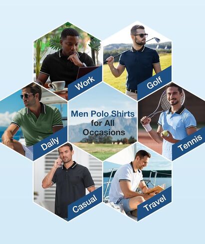 GEEK LIGHTING 5 Pack Men Polo Shirts with Pocket Multipack Golf Shirt for Men Moisture Wicking Casual Athletic Work T-Shirts in Kuwait
