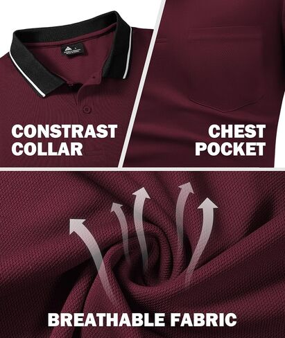 GEEK LIGHTING 5 Pack Men Polo Shirts with Pocket Multipack Golf Shirt for Men Moisture Wicking Casual Athletic Work T-Shirts in Kuwait