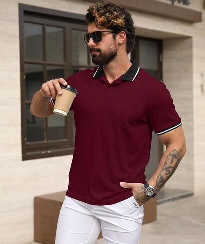 GEEK LIGHTING 5 Pack Men Polo Shirts with Pocket Multipack Golf Shirt for Men Moisture Wicking Casual Athletic Work T-Shirts in Kuwait
