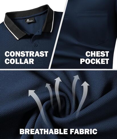 GEEK LIGHTING 5 Pack Men Polo Shirts with Pocket Multipack Golf Shirt for Men Moisture Wicking Casual Athletic Work T-Shirts in Kuwait