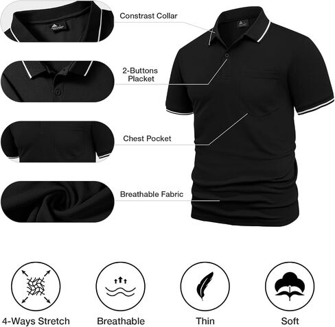 GEEK LIGHTING 5 Pack Men Polo Shirts with Pocket Multipack Golf Shirt for Men Moisture Wicking Casual Athletic Work T-Shirts in Kuwait