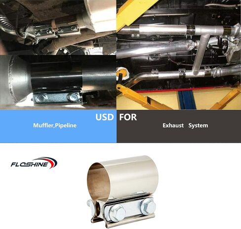 Butt Joint Band Clamps,Exhaust Muffler Clamp Exhaust Pipe Clamps Sleeve Stainless Steel (2, 1.5'') in Saudi Arabia