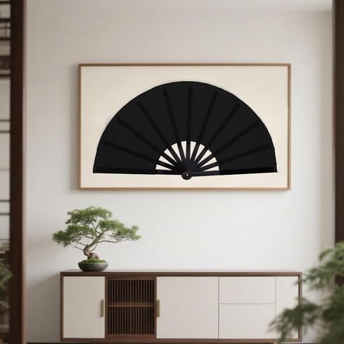 Nydotd 2 Packs Large Rave Fan Handheld Folding Fans Nylon Cloth Foldable for Men Women Performance Line Dance Chinese Kung Fu Tai Chi Decorations Festival Party Gift (Black) in Kuwait