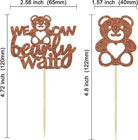 Gyufise 24Pcs We Can Bearly Wait Cupcake Toppers Champage Gold Glitter Bear Cupcake Picks Baby Shower Cake Decorations for Gender Reveal Theme Baby Shower Kids Birthday Party Supplies in Kuwait