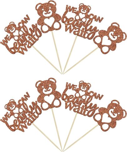 Gyufise 24Pcs We Can Bearly Wait Cupcake Toppers Champage Gold Glitter Bear Cupcake Picks Baby Shower Cake Decorations for Gender Reveal Theme Baby Shower Kids Birthday Party Supplies in Kuwait