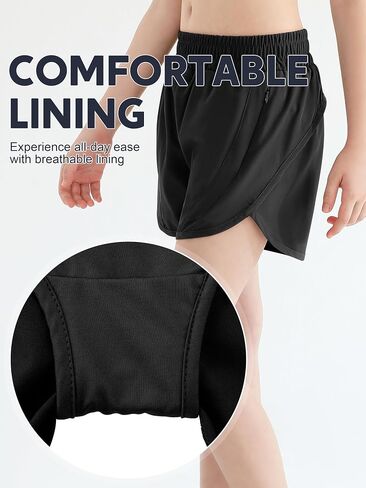 Resinta 2 Pack Girls Athletic Shorts Teen Girls High Waisted Shorts with Zipper Pockets for Gym Running in Saudi Arabia