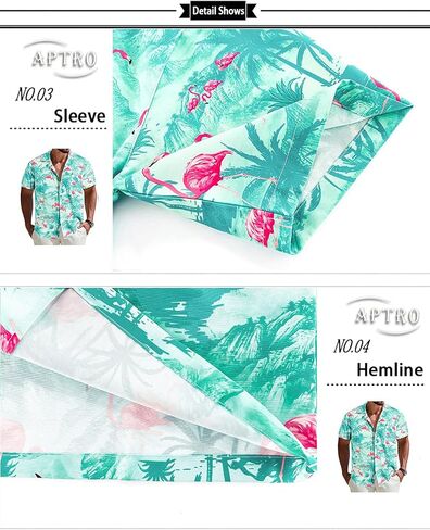 APTRO Men's Hawaiian Shirt Short Sleeve Tropical Vacation Button Down Beach Floral Palm Shirts in Saudi Arabia