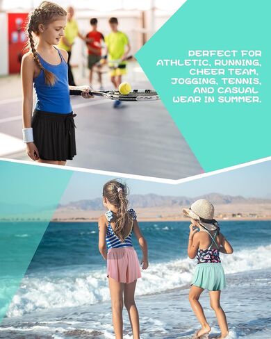 6 Pack Girls Flowy Shorts 2 في 1 شورتات فراشة الأطفال مع التنانير الرياضية للشباب الجيب للمراهقين الجري لليوغا in Kuwait